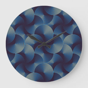 Grande Horloge Ronde Cercles métalliques illusion optique, patte transp