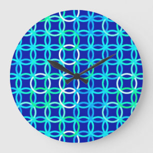 Grande Horloge Ronde Cercles modernes du milieu du siècle, cobalt et pa