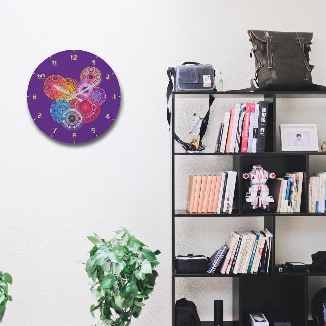Grande Horloge Ronde Cercles multicolores (Créateur téléchargé)