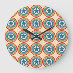 Grande Horloge Ronde Cercles Rétro Étoiles : Texture incolore.