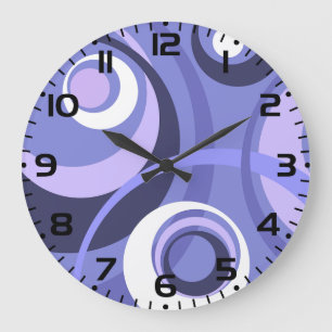Grande Horloge Ronde Cercles violets abstraits géométriques du milieu d