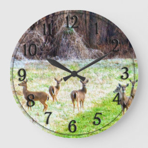 Grande Horloge Ronde Cerf dans le givre