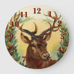 Grande Horloge Ronde Cerf vintage