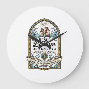 Grande Horloge Ronde Certificat de baptême de Jésus Style Certificat de