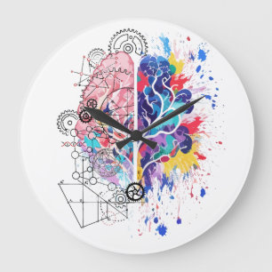 Grande Horloge Ronde Cerveau gauche contre Cerveau droit Création
