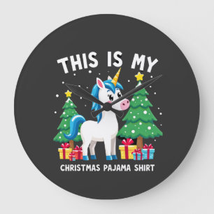 Grande Horloge Ronde C'est ma chemise de pyjama de Noël Licorne Xmas PJ