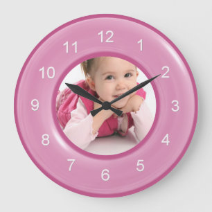 Grande Horloge Ronde C'est ma fille rose brillant anneau photo personna