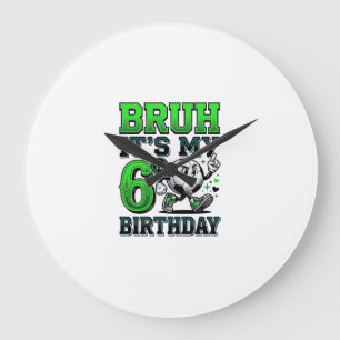 Grande Horloge Ronde C'est Mon 6e Anniversaire Garçon de Football