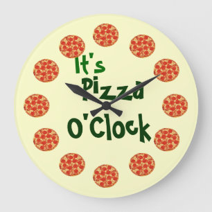 Grande Horloge Ronde C'est Pizza O'Clock