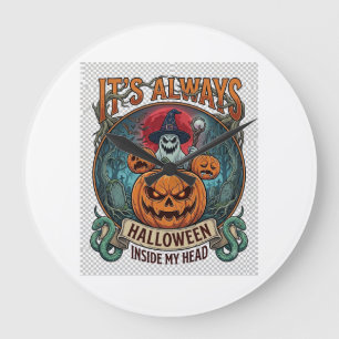 Grande Horloge Ronde Cest Toujours Halloween Dans La Tête Citrouille Fa