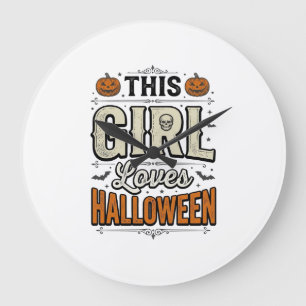 Grande Horloge Ronde Cette fille aime le design de t-shirt vintage Hall