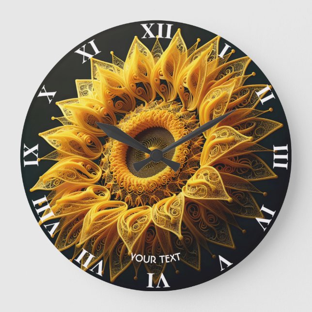 Grande Horloge Ronde Chaînes de tournesol mignonnes Imaginaire (Recto)