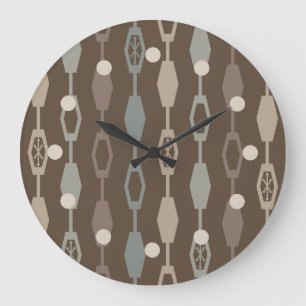 Grande Horloge Ronde Chaînes modernes du milieu du siècle Tons de Terre