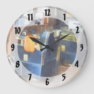 Grande Horloge Ronde Chaise Barber Avec Cap Barber Orange