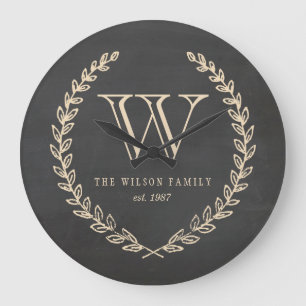 Grande Horloge Ronde Chalkboard Monogram