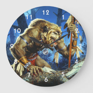 Grande Horloge Ronde Chaman de loup-garou du Forrest