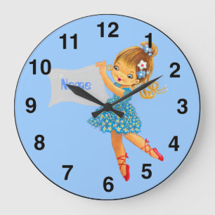 Grande Horloge Ronde Chambre pour filles personnalisées Ballerina