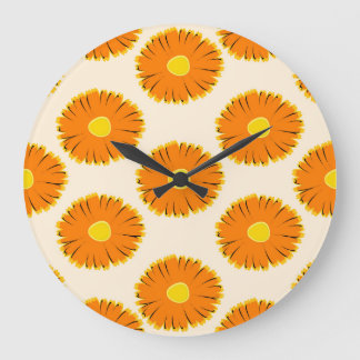 Grande Horloge Ronde Chamomilles : Modèle Floral Vintage.