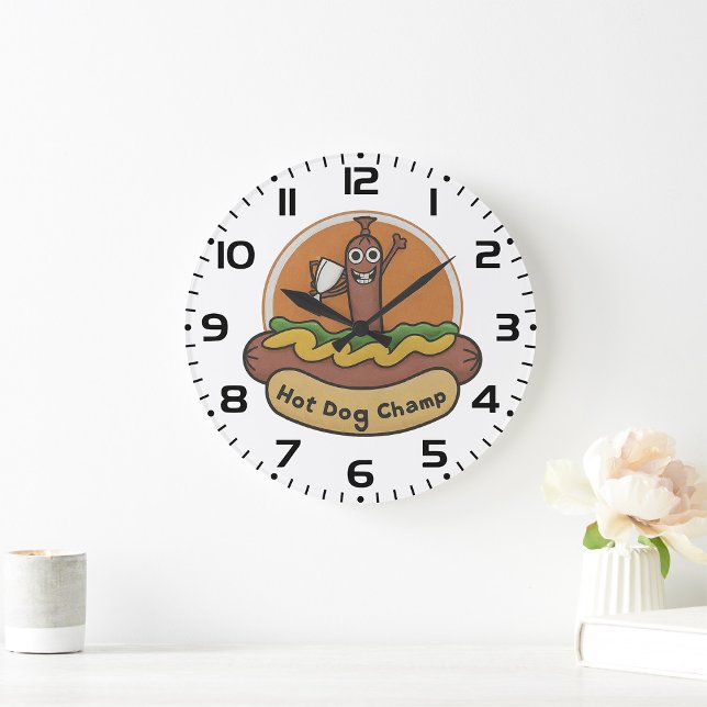 Grande Horloge Ronde Champ Hot Dog (Créateur téléchargé)