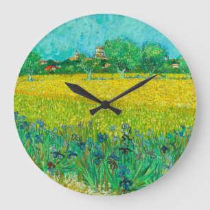 Grande Horloge Ronde Champ Van Gogh avec Irises près d'Arles