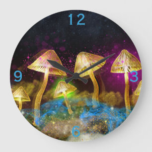 Grande Horloge Ronde Champignons brillants Imaginaires