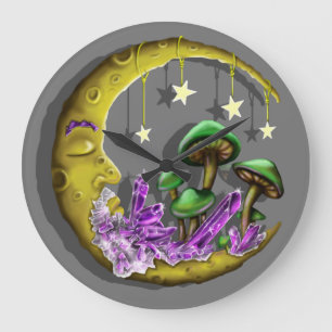 Grande Horloge Ronde Champignons célestes cool conçus 24h/24