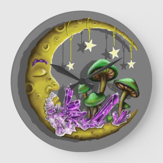 Grande Horloge Ronde Champignons célestes cool conçus 24h/24 (Recto)