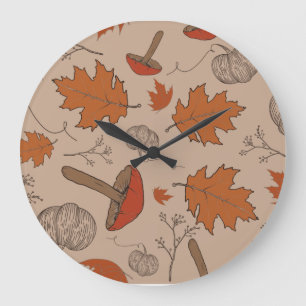 Grande Horloge Ronde Champignons d'automne