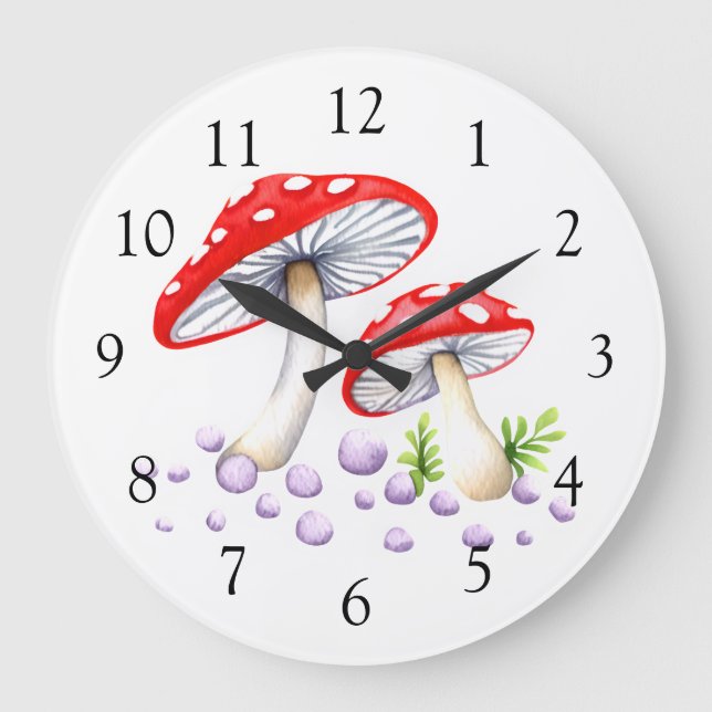 Grande Horloge Ronde Champignons Polka Dot (Recto)