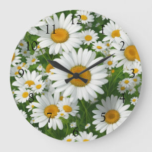 Grande Horloge Ronde Champs blancs de marguerites