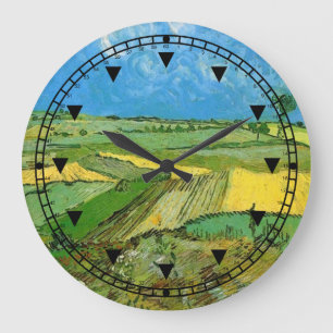 Grande Horloge Ronde Champs de blé à Auvers sous ciel couvert