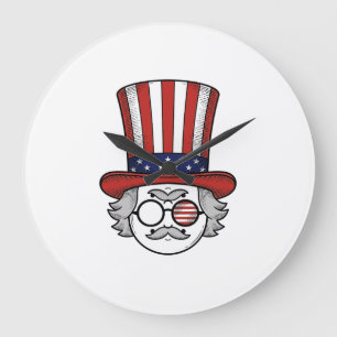 Grande Horloge Ronde Chapeau haut de forme à l'envers patriotique dessi
