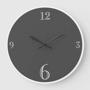 Grande Horloge Ronde Charcoal Gray Solid color Basic minimum moderne