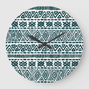 Grande Horloge Ronde Charme folklorique : Ornement ethnique traditionne