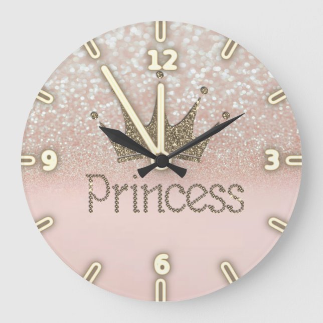Grande Horloge Ronde Charming Tiara, Princesse, Glittery Bokeh (Recto)