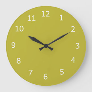 Grande Horloge Ronde Chartreuse Jaune Verdâtre Uni Minimaliste