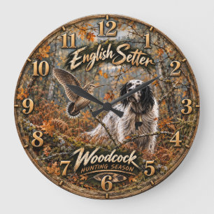 Grande Horloge Ronde Chasse à la bécasse avec un Setter Anglais ,Art