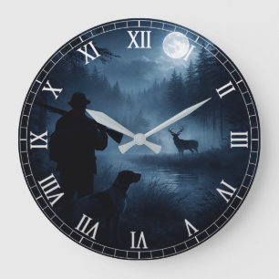 Grande Horloge Ronde Chasse au clair de lune dans la brume