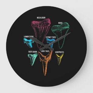 Grande Horloge Ronde Chasse aux dents de requin - Cadeaux de requin fou