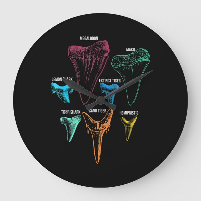 Grande Horloge Ronde Chasse aux dents de requin - Cadeaux de requin fou (Recto)