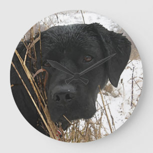 Grande Horloge Ronde Chasse de fin de saison - Black Lab - Labrador
