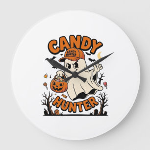 Grande Horloge Ronde Chasseur de bonbons Halloween Fantôme Citrouille S