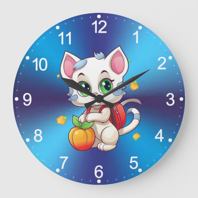 Grande Horloge Ronde Chat À L'École-85241 (Recto)