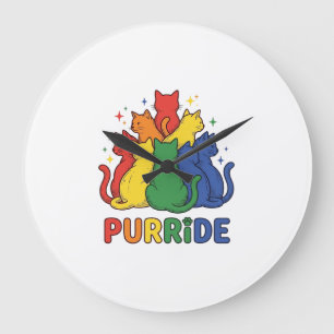 Grande Horloge Ronde Chat arc-en-ciel vintage vecteur de conception Pur