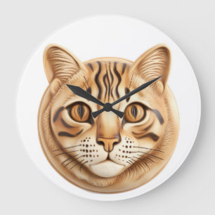 Grande Horloge Ronde Chat Bengal 3D Inspiré
