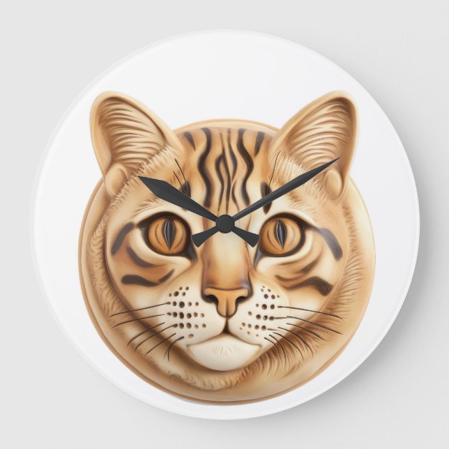 Grande Horloge Ronde Chat Bengal 3D Inspiré (Recto)