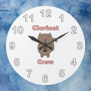 Grande Horloge Ronde Chat Brown Clarinet Crew Rose