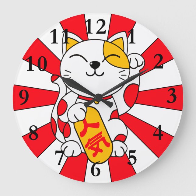 Grande Horloge Ronde Chat chanceux (a) (Recto)