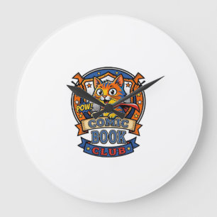 Grande Horloge Ronde Chat de Bande Dessinée Idée Cadeau Maman Chat - Ch