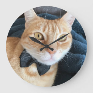 Grande Horloge Ronde Chat de cravate de Bow
